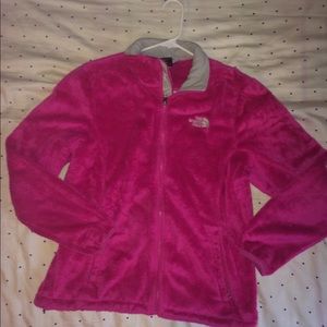 North Face Pink Fur Warm Zip Up Jacket Sweatshirt